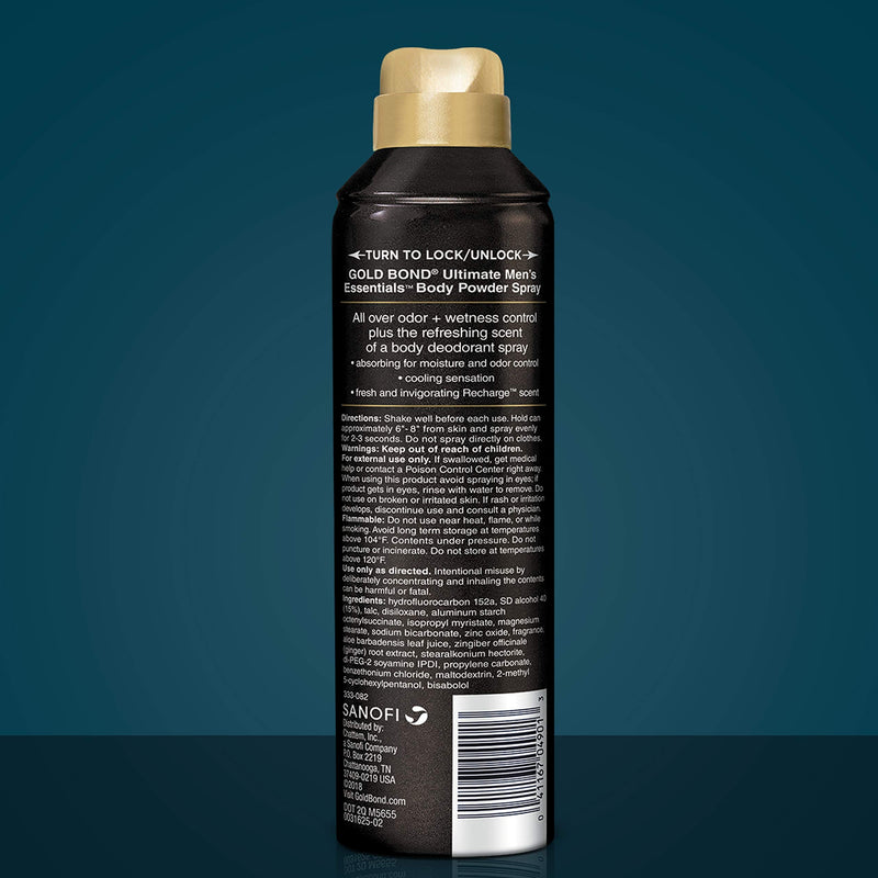 [Australia] - Gold Bond Ultimate Men's Essentials Body Powder Spray 7 oz. Nightfall Scent Odor + Wetness Protection Talc 