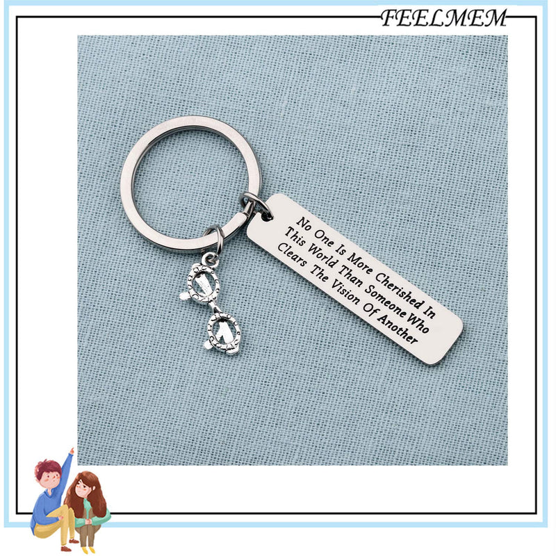 [Australia] - FEELMEM Optometrist Gift Eye Doctor Gift Optician Gift Eye Glasses Keychain No One More Cherished in This World Than Someone Who Clears The Vision of Another Eye Doctor Jewelry silver 