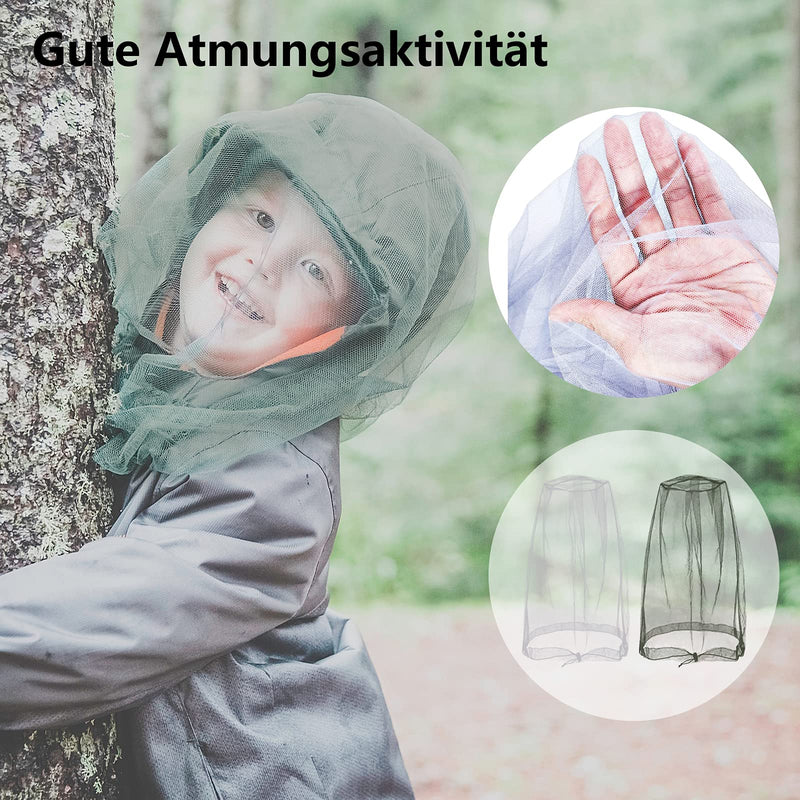 [Australia] - Grantop 2 Pieces Mosquito Head Net, Nylon Face Net Mesh,Mesh Bug Net for Outdoor Hiking Camping Climbing Fishing and Walking Gray&green&black 