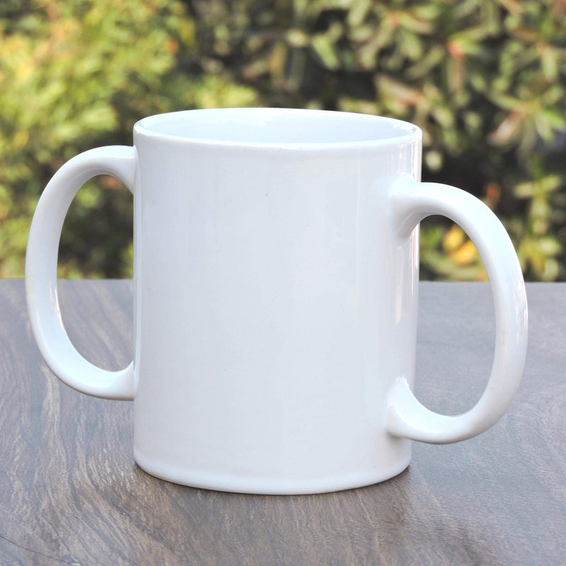 [Australia] - Dual Handle Mug to Aid Tremors, MICROWAVE SAFE, 11.83 US Fl. Oz. (350 Ml), BPA-FREE - WHITE Color 