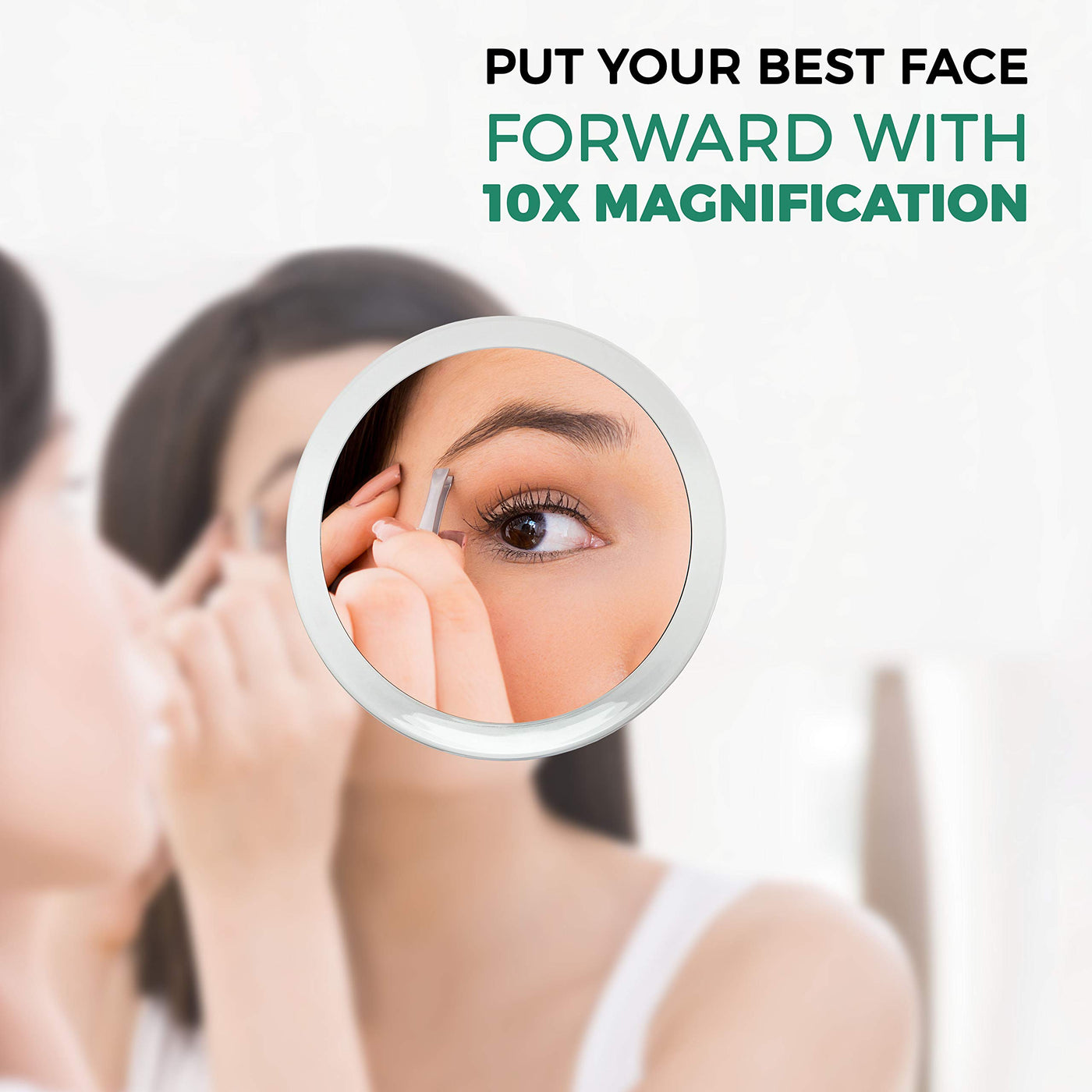 10X Magnifying Mirror with Lights, Flexible Mirror as seen on TV, Powerful  Suction Cup, 360 Swivel Flexible Gooseneck Makeup Mirror for Bathroom  Shaving Travel Vanity, Cordless