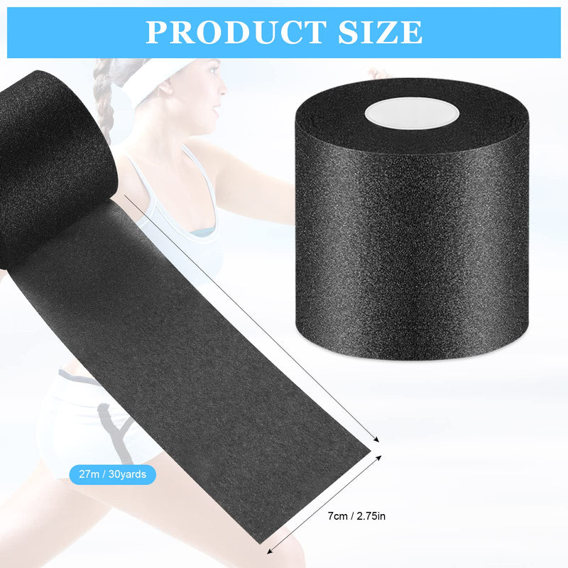 [Australia] - 30 Yards Pre-wrap Athletic Tape Foam Underwrap Tape Sports Foam Underwrap Bandage Athletic Foam Tape for Wrists Elbows Knees Ankles Hair, 2.76 Inches (Black) Black 