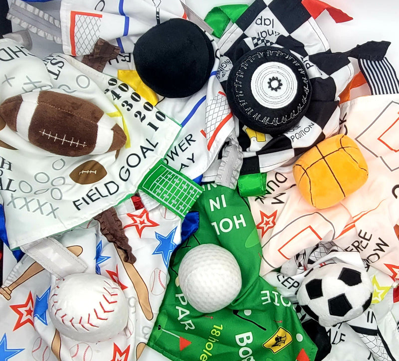[Australia] - Baby Hockey Toy, Educational & Teething Closed Ribbon Tag Lovey Blanket with Security Plush: 10"X10" (Hockey) 