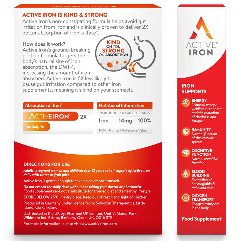 [Australia] - Active Iron | Iron Tablets | Non-Constipating | Ferrous Sulfate Iron | Helps Strengthen Your Immune System | 1-Month Supply 