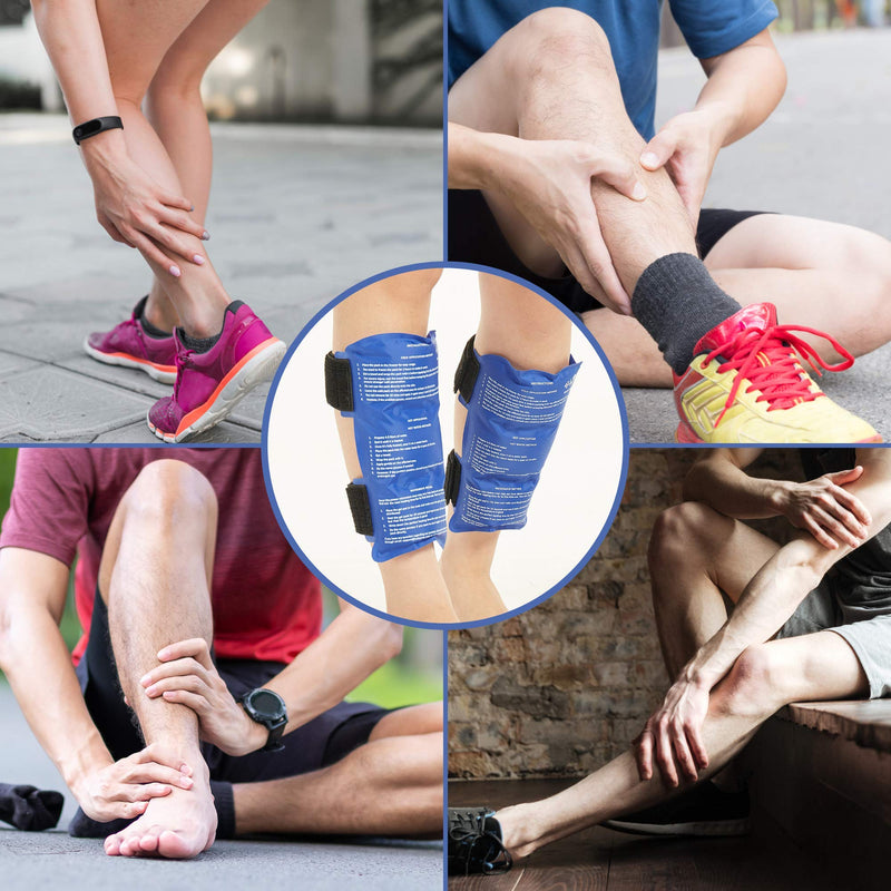 [Australia] - Shin Splint Ice Pack 2 Pack - Reusable Shin Cold and Hot Wrap for Shin Splints Pain Relief, Flexible Ice Pack for Runners 