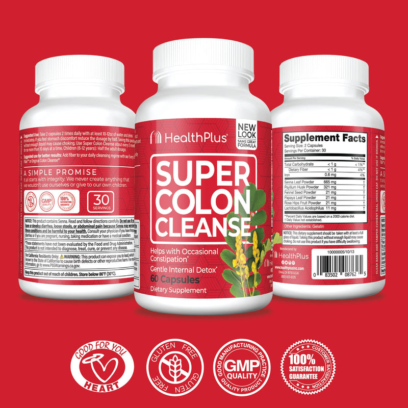 [Australia] - Health Plus Super Colon Cleanse: 10-Day Cleanse -Detox | More than 1 Cleanse, 60 Count (Pack of 1) 
