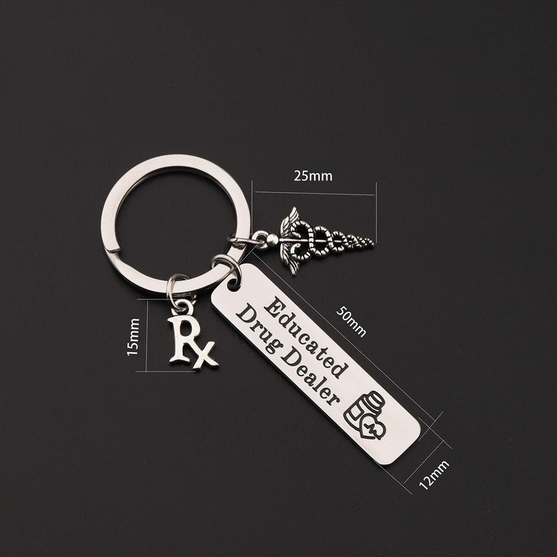 [Australia] - Lywjyb Birdgot Pharmacist Gift RX Gift Funny Pharmacy Student Gift Pharmacy Shool Graduation Gift Educated Drug Dealer Pharmacist Keychain Pharmacist Graduation Gift 