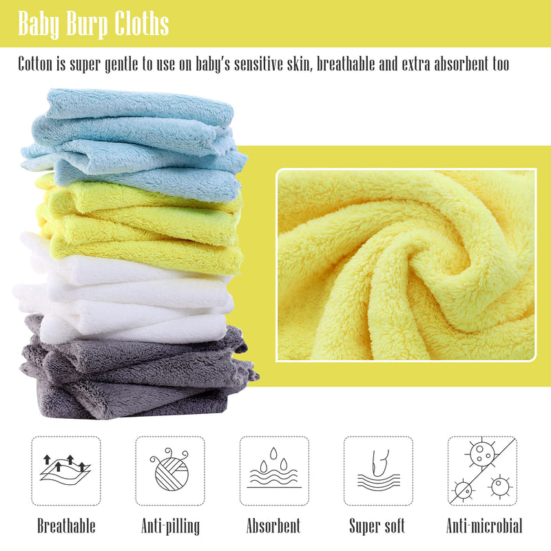 [Australia] - Ultra-Soft Baby Washcloths, 16 Pack - 9" by 9", Gentle on Sensitive Skin for Face and Body, Plush, Super Absorbent Wash Clothes for Girls and Boys 