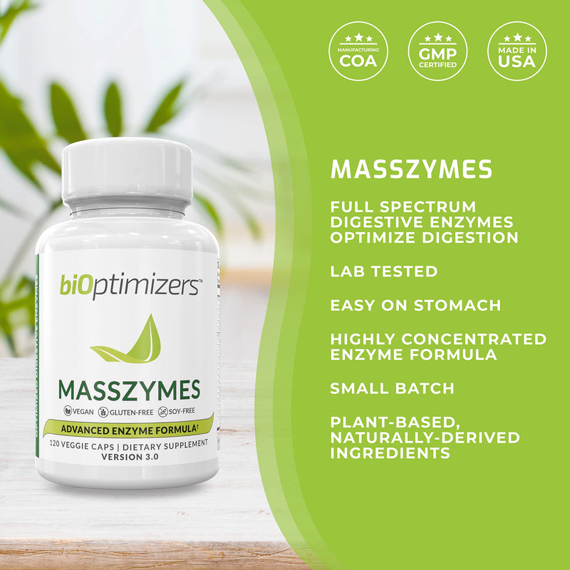 [Australia] - MassZymes - Premium Digestive Enzyme Supplement for Women and Men - Most Potent Enzyme Formula on The Planet - Now with AstraZyme (120 Capsules) 120 Count (Pack of 1) 