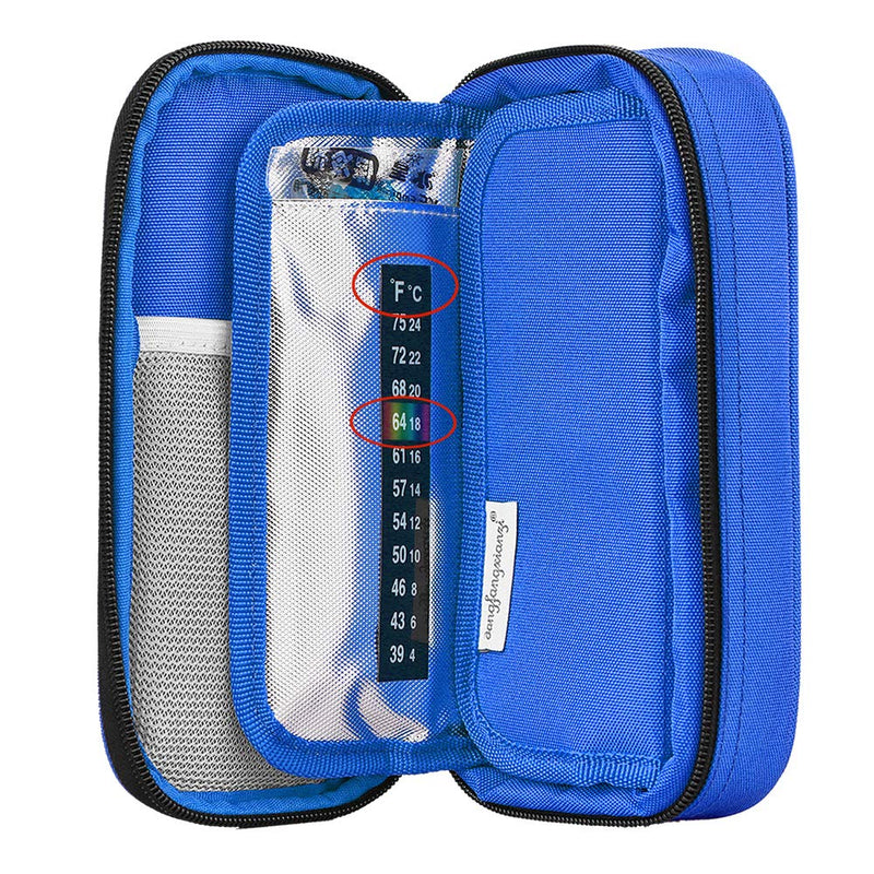 [Australia] - YOUSHARES Insulin Cooler Travel Case - Medication Diabetic Insulated Organizer Portable Cooling Bag for Insulin Pen and Diabetic Supplies with 2 Cooler Ice Pack (Blue) Blue 