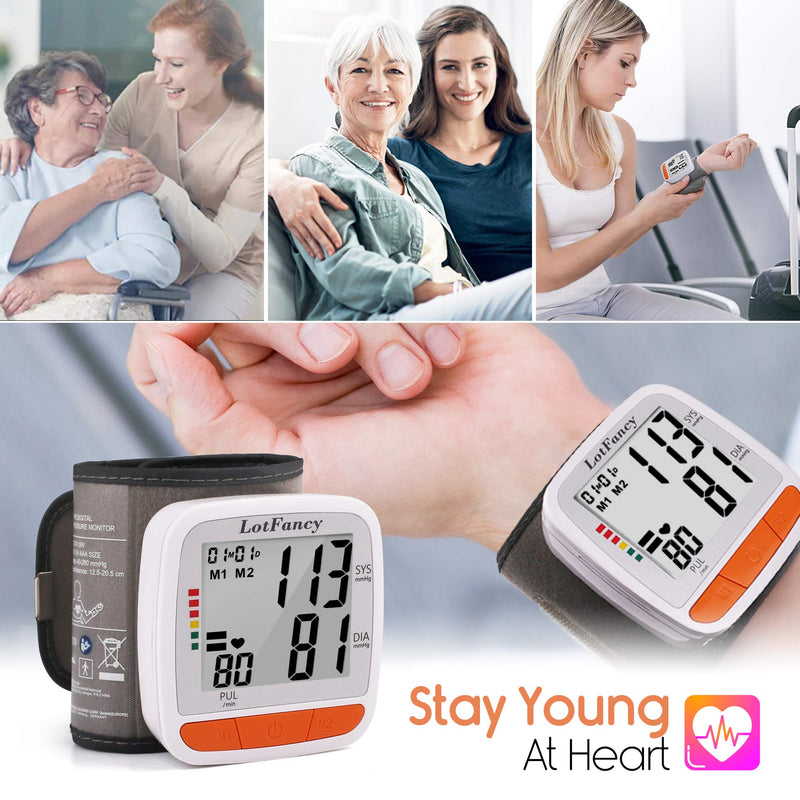 [Australia] - LotFancy Wrist Blood Pressure Monitor, Adjustable Cuff (4.9”-8.1”), 2 Users, 180 Reading Memory, Automatic Digital BP Monitor with Irregular Heartbeat Detector 
