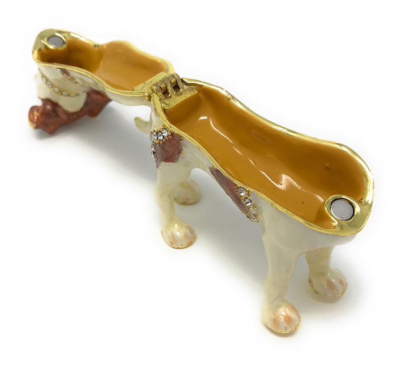 [Australia] - Kubla Crafts Enameled Jack Russell Terrier Dog Trinket Box, Accented with Austrian Crystals 