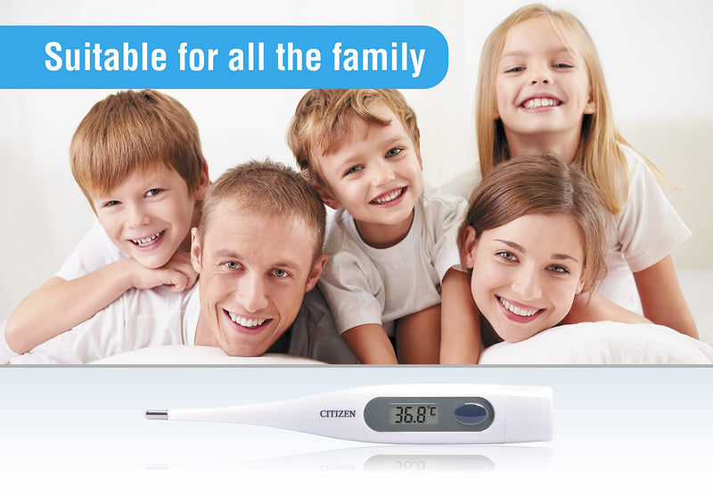 [Australia] - Citizen CTA303 Digital Thermometer, Water Resistant, Antibacterial casing with Fever Alarm. Accurate and Fast Readings for Adults and Children., White 