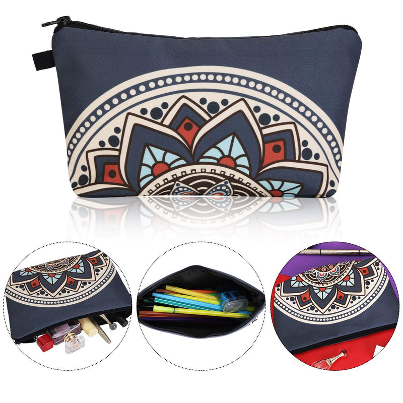 [Australia] - 8 Pieces Makeup Bag Toiletry Pouch Bag Waterproof Travel Cosmetic Bag with Mandala Flowers Design, 8 Styles (Half Round Mandala Flowers) Half Round Mandala Flowers 