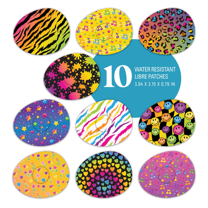 [Australia] - Rockadex Adhesive Patches - Compatible for Freestyle Libre Sensor, Custom-Designed Freestyle Libre Patches, Diabetic Supplies Mix 10 Pack Fluro 