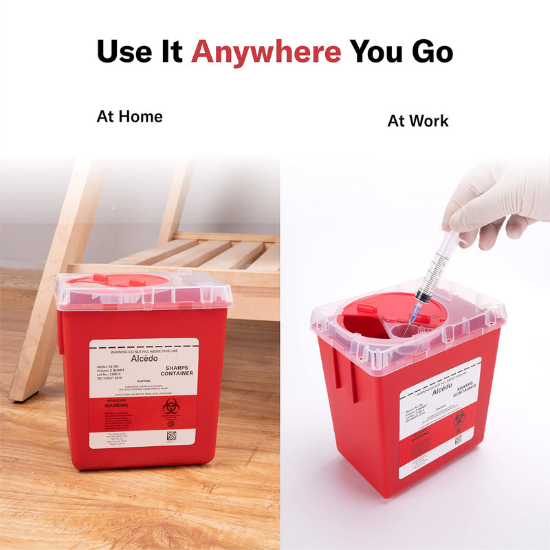 [Australia] - Alcedo Sharps Container for Home and Professional Use 2 Quart (3-Pack), Biohazard Needle and Syringe Disposal, Medical Grade 3 