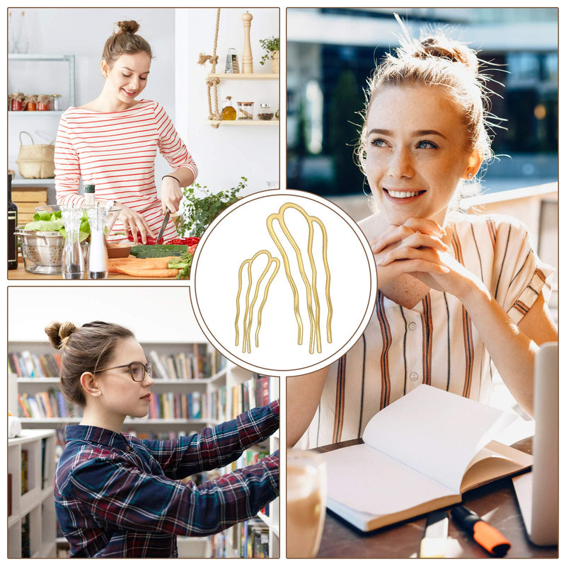 [Australia] - 10 PCS Hair Pins 4 Teeth U Shaped Hair Bun Pins Metal Hair Pins Hair Twist Pins Grip Hair Fork Hair Sticks For Buns Hair Pins Lady Style Grip Stylish Hair Accessories For Women Girls 