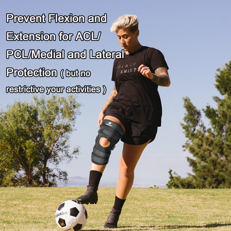 [Australia] - 16inch Tall Hinged Knee Brace with Full Support with 4 Compression Straps,2 Metal Stabilizers,Breathe Air Spacer Drytex Wraparound for Knee Pain Relief,ACL,Arthritis,Meniscus(S fit Upper 19-21"/Lower 11.5-14.5") Black S fit Upper 19-21"/Lower 11.5-14.5" 