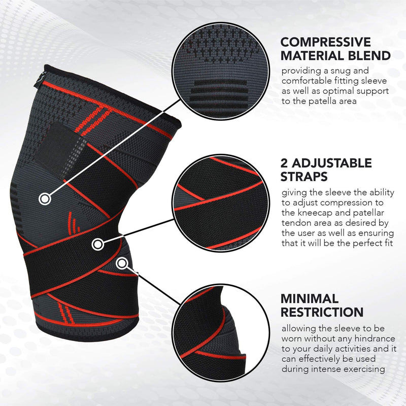 [Australia] - Dr. Wolf Knee Compression Sleeve - Adjustable Knee Wrap For Crossfit, Powerlifting, Basketball, Soccer, & Running - Provides Pain Relief & Patella Support For Men & Women With Arthritis & Knee Injury (Medium) Medium 14-16 Inch 