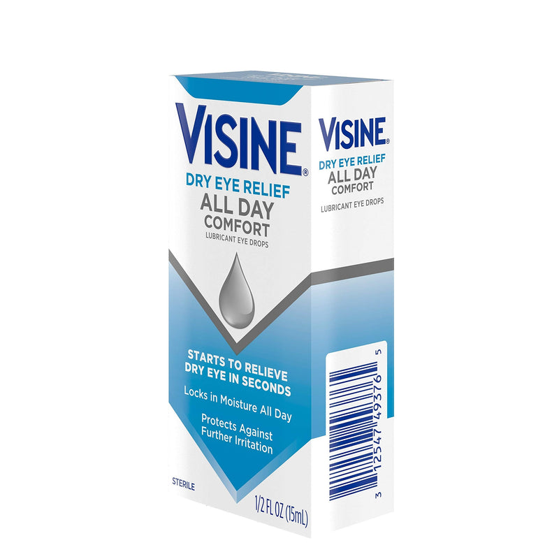 [Australia] - Visine Dry Eye Relief All Day Comfort Lubricant Eye Drops for Up to 10 Hours of Comfort, Dry Eye Drops with Polyethylene Glycol, 0.5 fl. oz Comfort and relief 