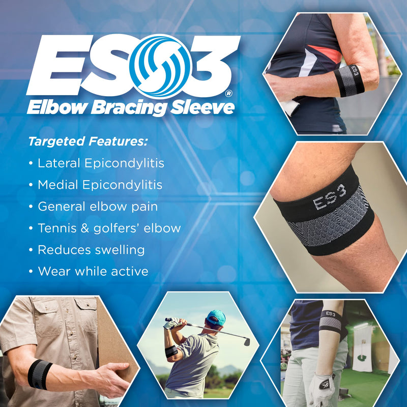 [Australia] - Elbow Brace by OrthoSleeve ES3 designed to prevent and relive pain associated with Tennis Elbow, Golfer’s Elbow, General Elbow Pain and Forearm Pain Small Black 