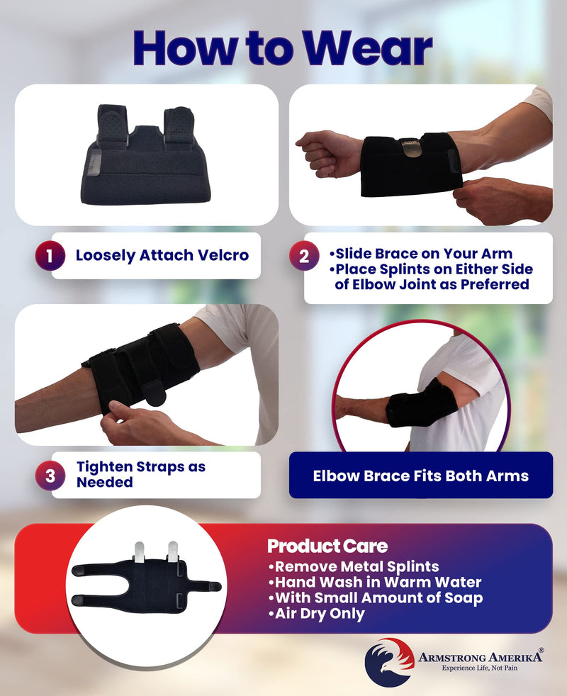 [Australia] - Elbow Splint Tendonitis Elbow Brace – Cubital Tunnel Brace for Sleeping - Tennis Elbow Support with Arm Compression Sleeve Elbow Immobilizer for Ulnar Nerve Brace Elbow Pain Men Women - Fits Most 