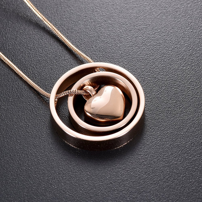 [Australia] - memorial jewelry Forever in My Heart,No Longer by My Side Cremation Pet Urn Necklace Screw Opens and Lock Ashes Pendant Jewelry for Dog Cat RoseGold-Sister 