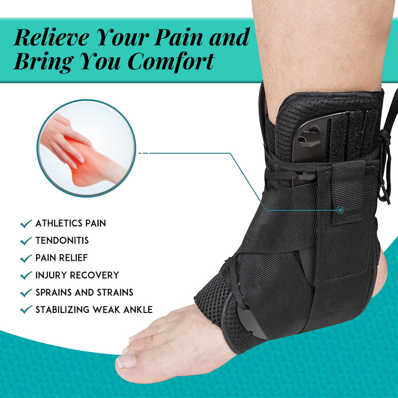 [Australia] - New Update Ankle Braces for Women & Men, Lace Up Ankle Brace for Sprained Ankle, Adjustable Ankle Stabilizer/Support Brace for Sprains, Ligament and Tendon Issue, Ankle Injury Recovery (S) Small 