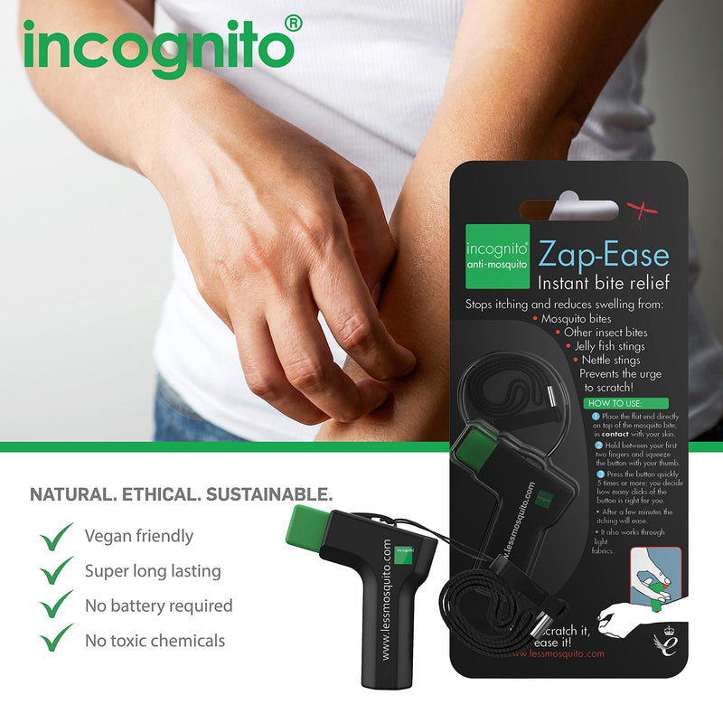 [Australia] - INCOGNITO Zap Ease Electronic Insect Sting & Bite Relief for Up to 1,000 Bites - Works on Mosquito, Bug & Biting Insects - That Can Be Used at Home & for Travels, Black, 25 g 