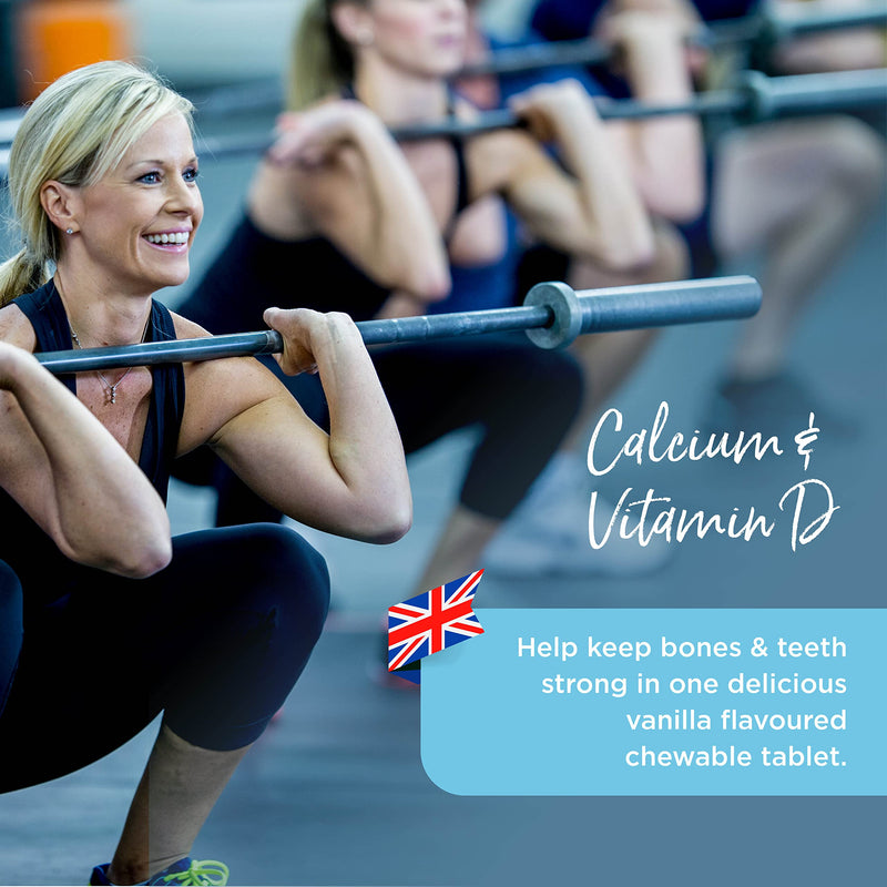 [Australia] - Healthspan Calcium & Vitamin D (240 Chewable Tablets) | High Strength Pure Calcium Supplement | Natural Source of Vitamin D3 | Added Vitamin K for Bone Health | Vanilla | Vegetarian 
