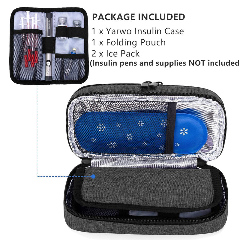 [Australia] - YARWO Insulin Cooler Travel Case with 6 Ice Packs, Double Layers in Different Size Diabetic Supplies Organizer for Insulin Pens, Blood Glucose Monitors or Other Diabetes Care Accessories, Black 