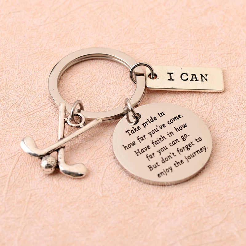 [Australia] - Golf Keychain Golf Inspiration Gifts Golf Team Gifts Golf Clubs Gift for Golfer Jewelry Golf Lover Inspiration Gifts Take Pride in How Far You Have Come silver 