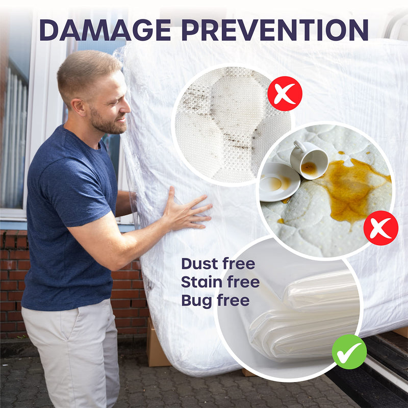 [Australia] - Mattress Bags for Mattress, Double Bed Mattress Cover, Protectors for Mattress Storage Bags for Moving House, with Heavy Duty Protective Bags (4.5 x 7.5ft) 