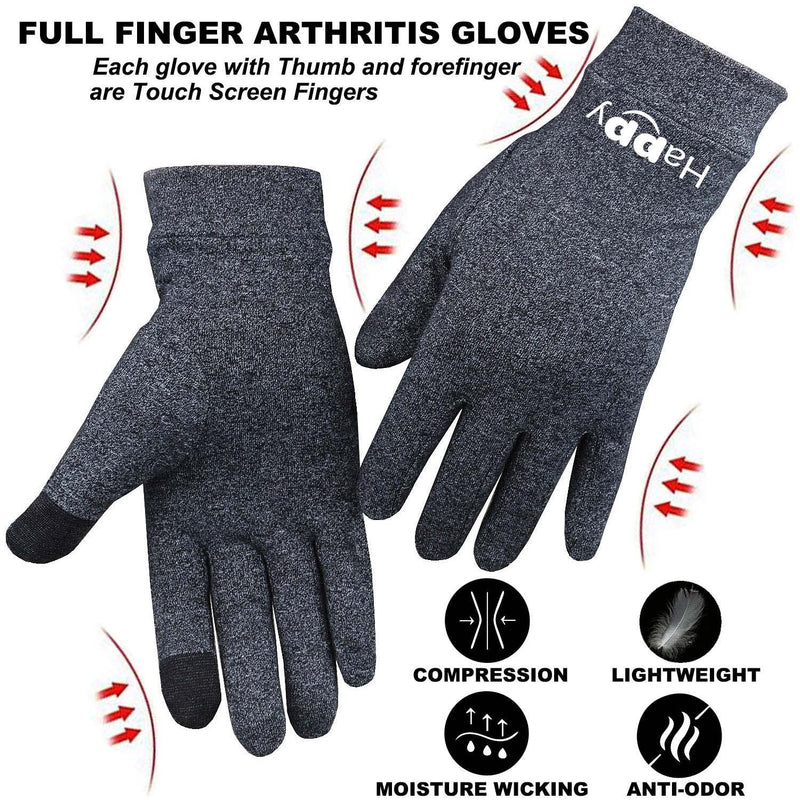 [Australia] - Happymart 2 Pairs Full Finger Arthritis Gloves, Compression Gloves for Women, Men - Carpal Tunnel, Rheumatoid Arthritis Hand Support - Relief for Joint Pain - Touchscreen for Typing, Work (Medium) Medium (4 Count) 
