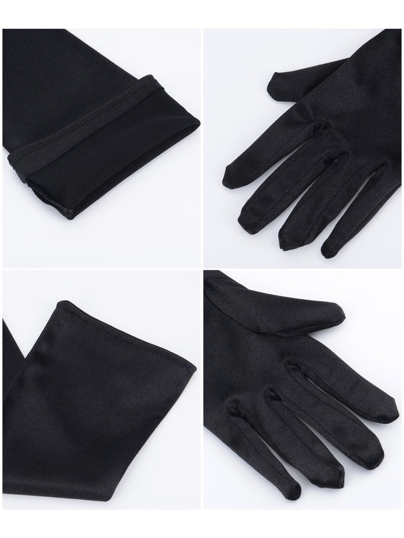 [Australia] - Sumind 1920s Opera Gloves Fingerless Gloves Long Satin Gloves Elbow Length(Black 1, 22 inch) 