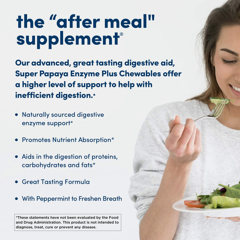 [Australia] - American Health Super Papaya Plus Digestive Enzyme Chewable Tablets, Natural Papaya Flavor - Helps with Digestion & Nutrient Absorption, Contains Papain & Other Enzymes - 360 Count, 120 Total Servings 