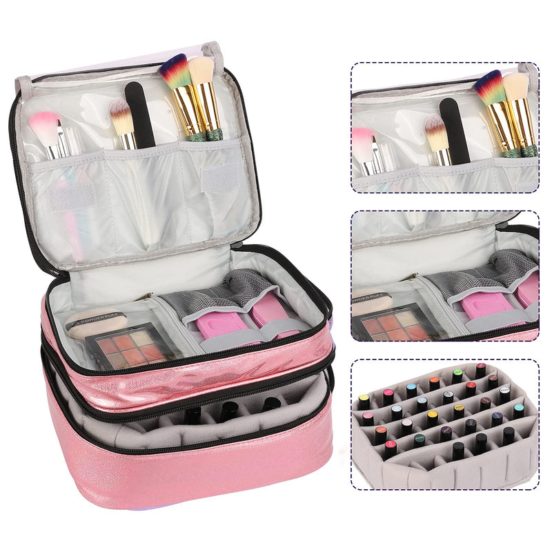 [Australia] - Angmile Nail Polish Organizer, Essential Oil Organizer, Nail Polish Carrying Case Essential Oil Organizers and Atorage, Waterproof, Large Capicity, Multi-Function Cosmetic Holder Bag Holds 30 Bottles 