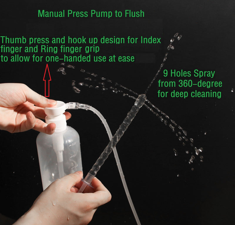 [Australia] - 600ml Feminine Wash Enema Pump Bottle Kit 5Pcs Enema Nozzle Tips for Coffee Colon Cleansing Men Women, Large Anal Vaginal Douche Flush Spray Irrigator Cleanser Enema Kit Bucket Portable Handy Pressure 