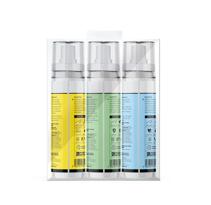 [Australia] - shueco Care and Protect Kit-Includes Shoe Cleaner, Deodoriser and Waterproofer/Stain Repellent (3 x 100ml) Care Kit 