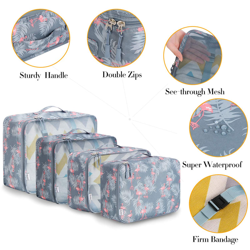 [Australia] - Amazon Brand - Eono 8 Pcs Packing Cubes for Suitcase Lightweight Luggage Packing Organizers Packing Cubes for Travel Accessories - Flamigo Flamingo 