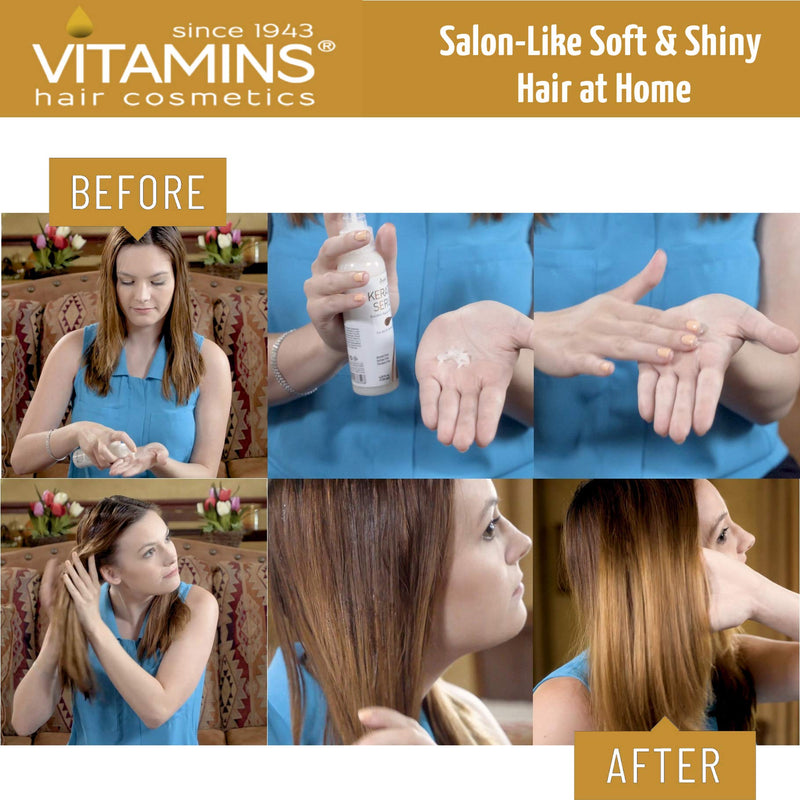 [Australia] - Vitamins Hair Serum Keratin Treatment - Biotin Collagen and Coconut Oil Hydrating Moisturiser for Frizzy Dry Damaged Hair - Anti Frizz Heat Protection for Curly Wavy or Straight Hair 