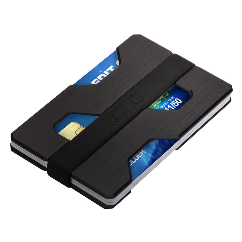 [Australia] - ROCO MINIMALIST Aluminum Slim Wallet RFID BLOCKING Money Clip - Futuristic Design Black 