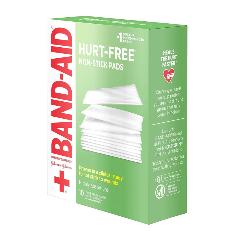 [Australia] - Band-Aid Brand Adhesive Bandages, Large Hurt-Free Non-Stick Pads, 3-Inch x 4-Inch Pads, 10 Count, 3 Pack 10 Count (Pack of 3) 