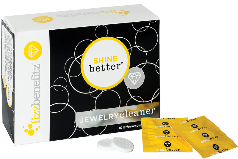 [Australia] - FizzBenefitz Shine Better Jewelry Cleaner - Restores Brightness to Gold, Diamond, Sterling Silver, Brass Jewelry and is The Perfect Solution for a Dirty Ring or Silverware - 10 Effervescent Tablets 