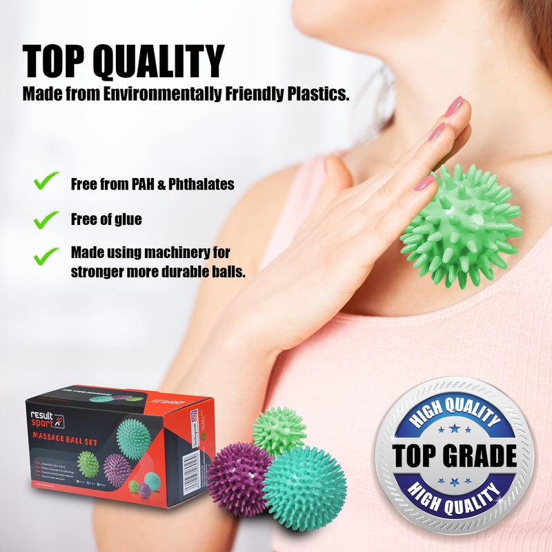 [Australia] - Spiky Massage Ball - Pack of 3 by ResultSport - 6cm, 8cm, 10cm - Plantar Fasciitis Recovery, Trigger Point Massage - Myofasical Relief, Exercise Stress Ball, Physio Pilates 