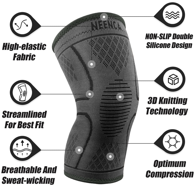 [Australia] - NEENCA 2 Pack Knee Brace, Knee Compression Sleeve Support for Knee Pain, Running, Work Out, Gym, Hiking, Arthritis, ACL, PCL, Joint Pain Relief, Meniscus Tear, Injury Recovery, Sports X-Large 2 Pack - Black 