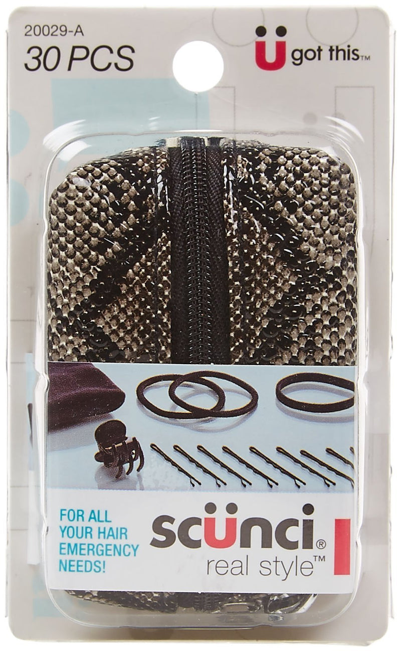 [Australia] - Scunci On the Go Hair Kit- Pouch and Accessories - Python - 30 ct 