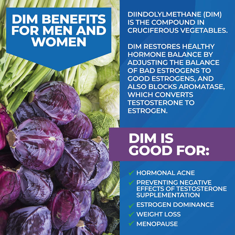 [Australia] - NewLife Naturals Diindolylmethane DIM Supplement: 300mg DIM Estrogen Metabolism Supplements - Hormone Balance for Women Estrogen Blocker for Men Menopause Support PCOS and Acne Treatment - 60 Caps 
