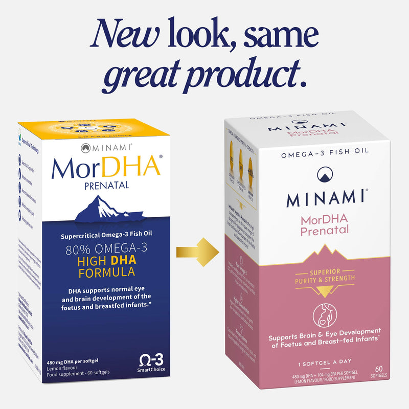 [Australia] - Omega 3 Fish Oil Supplement - Minami - MorDHA Prenatal with high Concentration of DHA Formula - Supports Brain and Eye Development of Foetus and Breast-fed Infants - 60 Softgels 