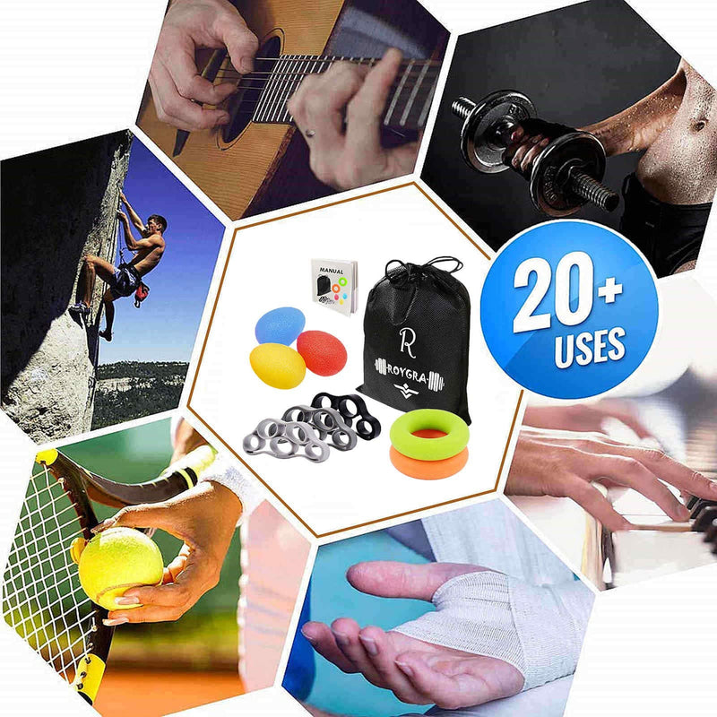 [Australia] - roygra Hand Exerciser, Finger Strengthener, Different Resistance Kit - 8 Pack 